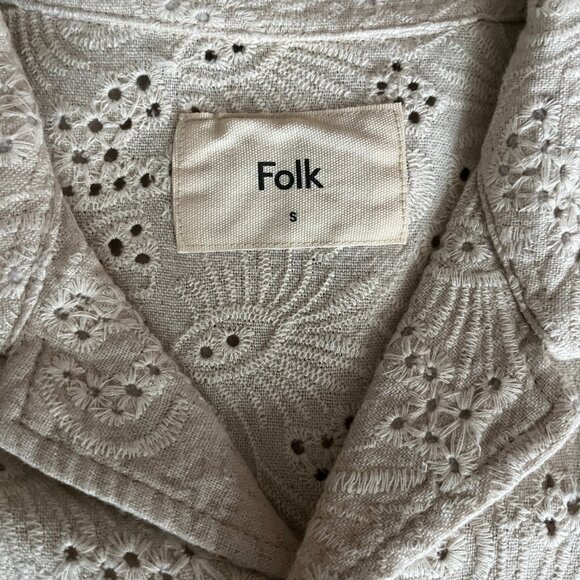 NWT Folk Crochet Eyelet Camp Collar Shirt - Picture 3 of 7